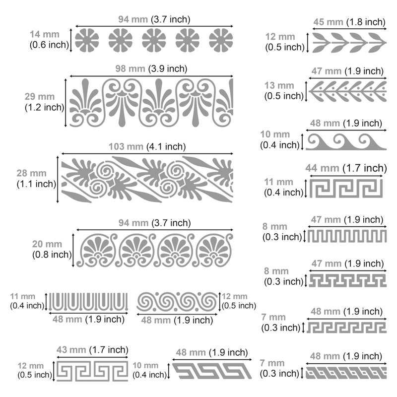 Aleks Melnyk No.36.3 Metal Journal Stencil, Greek Key, Border, Meander, Ornaments, Stainless Steel Stencil, Template Tool for Wood Burning, Pyrography and Engraving, Bullet Journaling, Crafting, DIY - Image 3